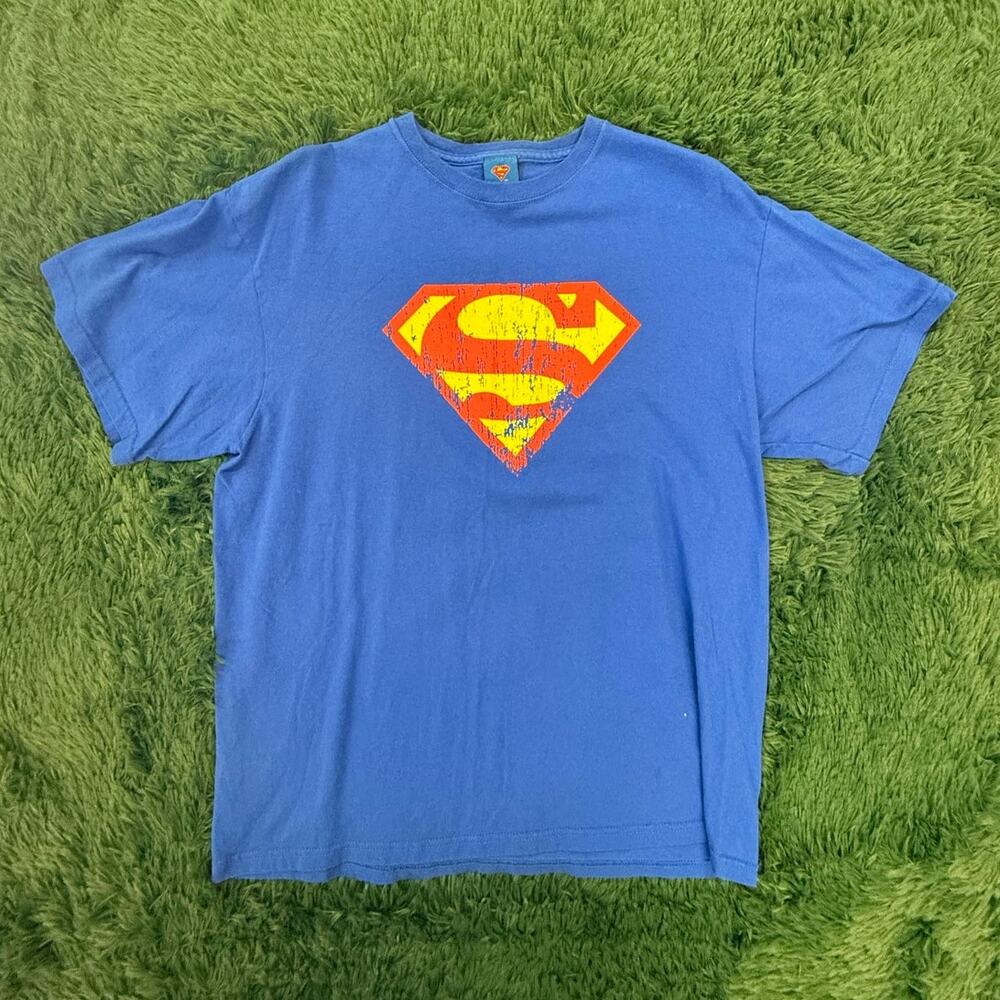 VTG Superman Blue T-Shirt Sz Large Unisex DC Comics